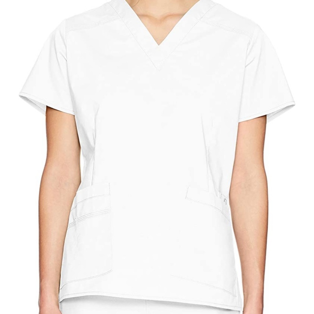 White scrub top